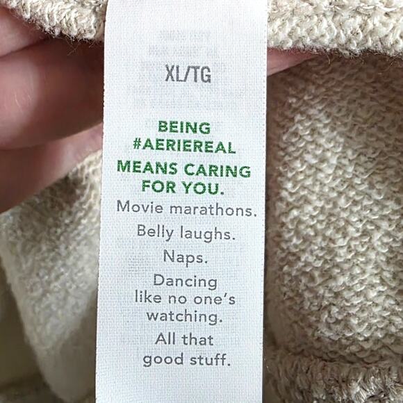 Aerie Down To Earth "CHEERS" Oversized Fleece Crew Sweatshirt Soft Oat XL - Picture 8 of 15